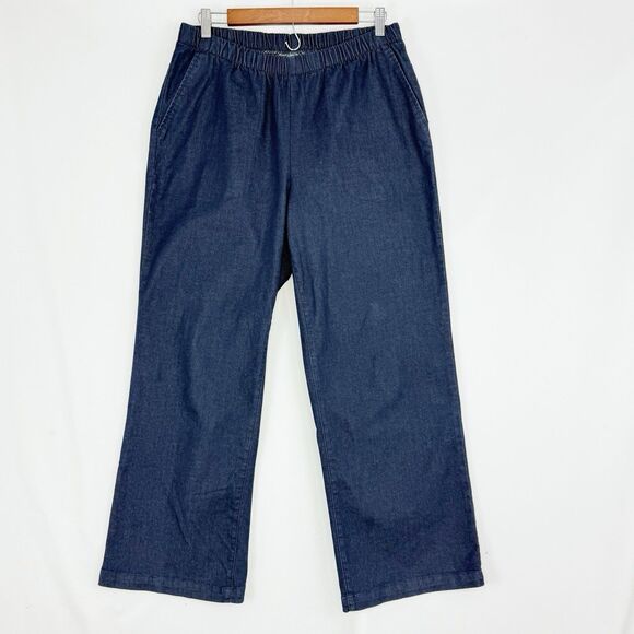Woman Within Stretch Jeans Petite Size 16W Cotton, Polyester, Spandex Navy Blue - Picture 1 of 16